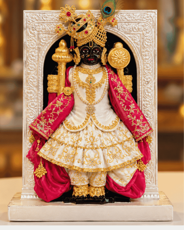 Premium White & Pink Embroidered Bhagwan Ji Poshak
