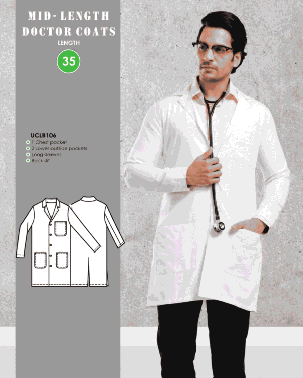 Premium Mid-Length Doctor Coat – UCLB106