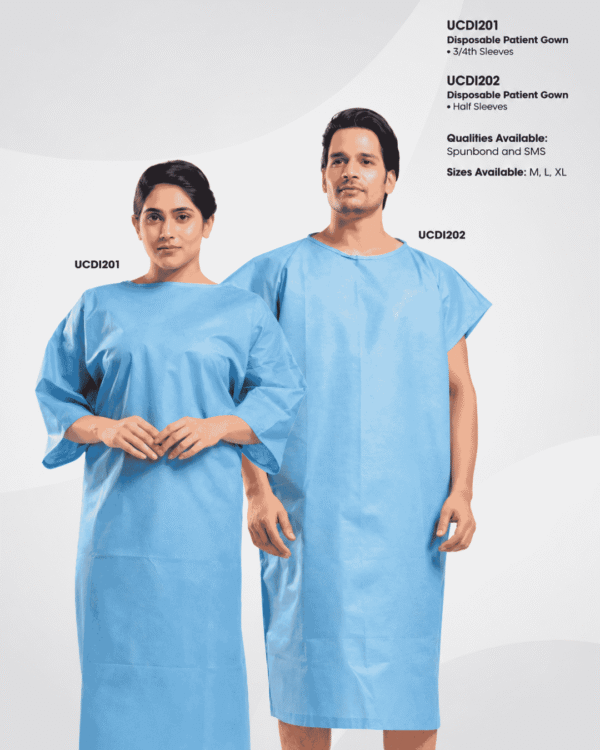 Premium Disposable Patient Gown – 3/4 & Half Sleeve