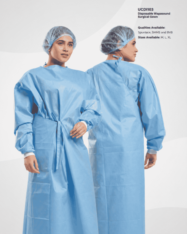 Premium Disposable Wraparound Surgical Gown – Sky Blue