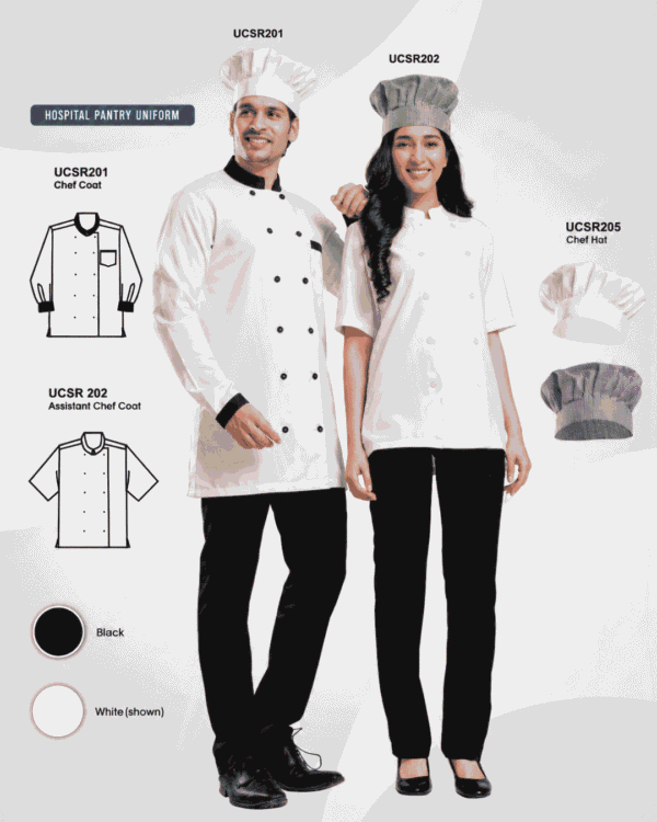 Premium Hospital Pantry Chef Uniform Set – Chef Coat & Chef Hat