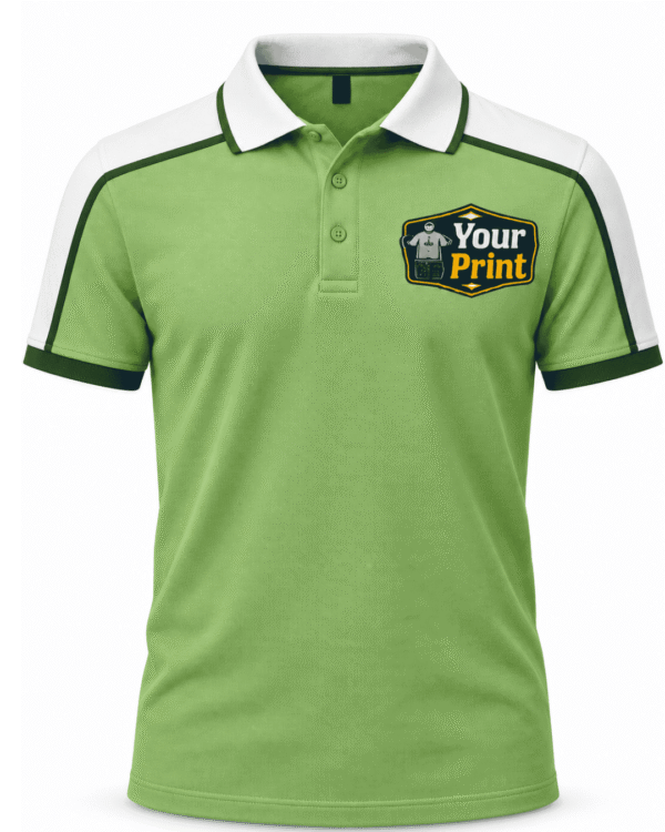Premium Green & White Corporate Polo T-Shirt with Custom Logo