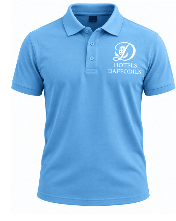 Premium Sky Blue Hotel Staff Polo T-Shirt with Custom Logo