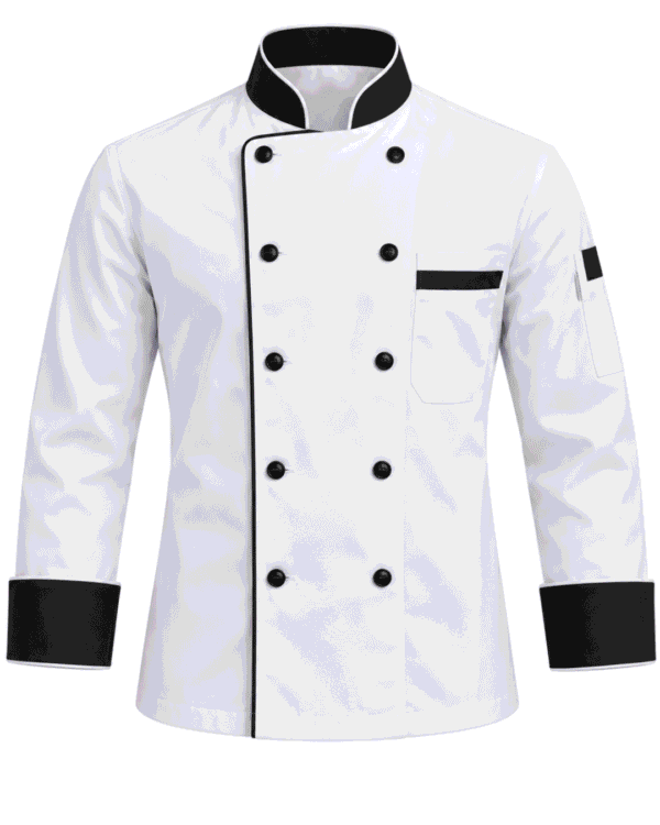 Premium Professional Chef Coat – White with Black Contrast