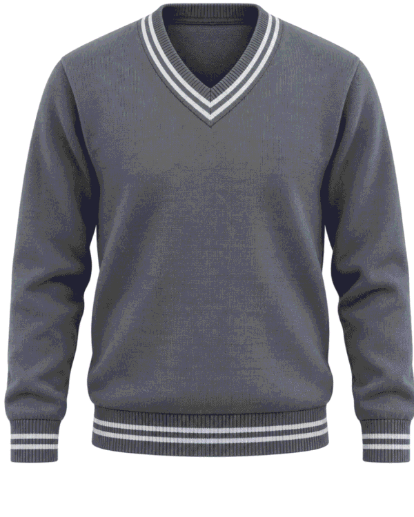 Premium School Uniform Sweater – Grey V-Neck