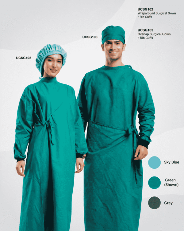 Premium Wraparound Surgical Gown – Teal Green