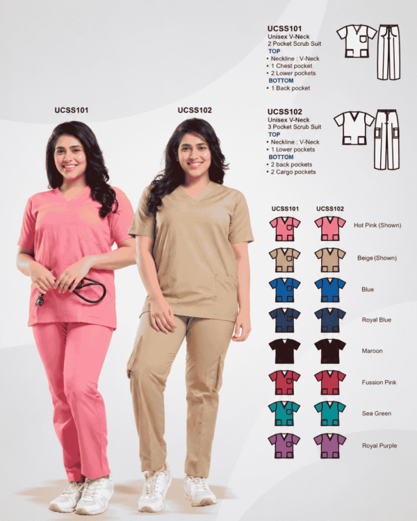 Premium Women's V-Neck 3-Pocket Scrub Suit – Beige