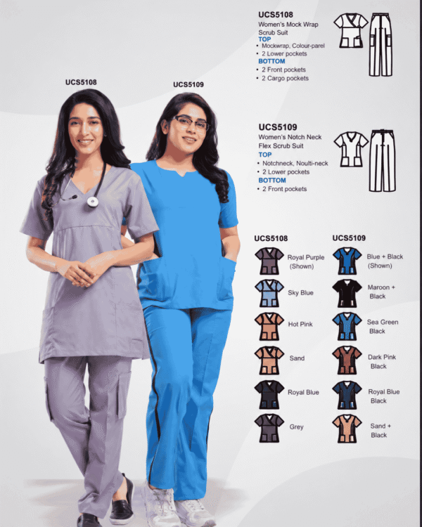 Premium Women's Notch-Neck Flex Scrub Suit – Royal Blue