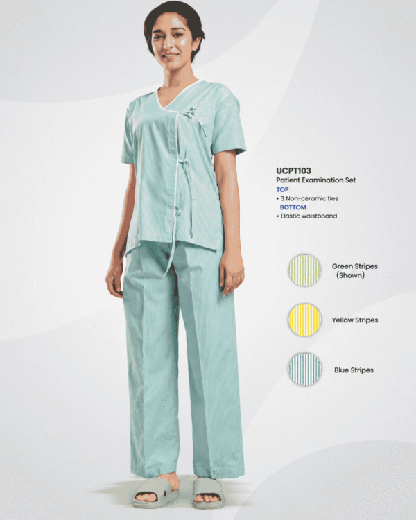 Premium Women's Patient Examination Set – Mint Green Stripes