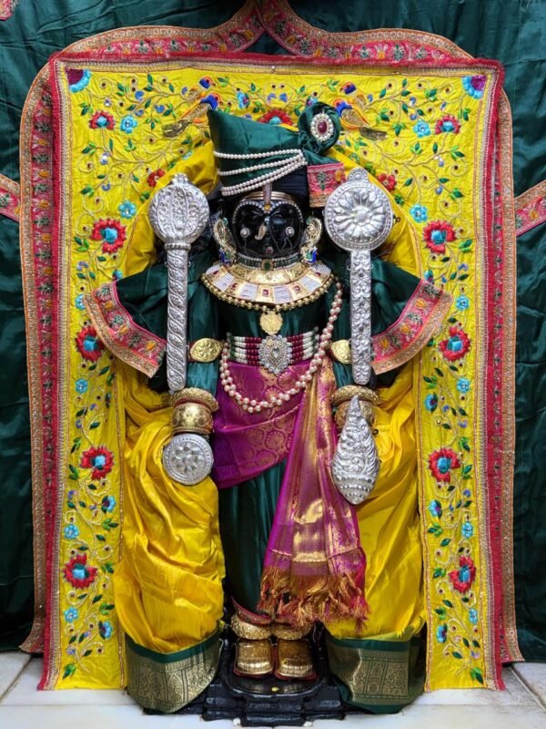 Premium Dark Green & Yellow Designer Bhagwan Ji Poshak