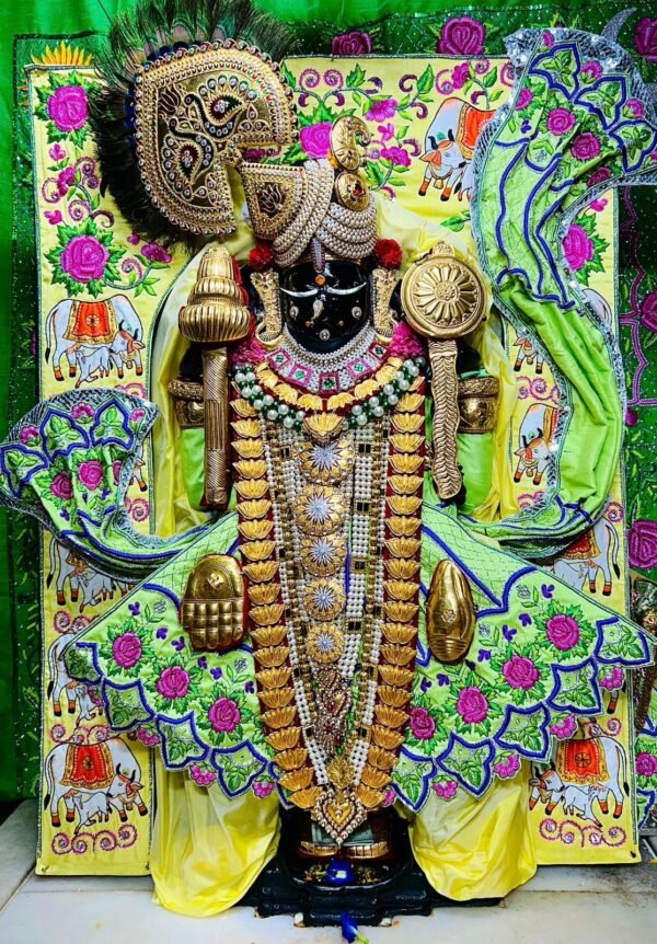 Premium Green & Yellow Floral Embroidered Bhagwan Ji Poshak